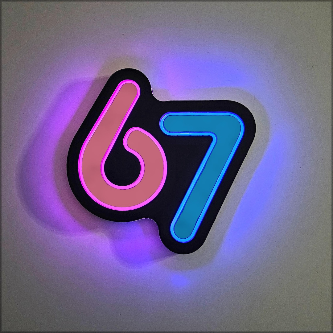 6 7 Sign : Edge Lit LED Six Seven Art Sign - Etsy