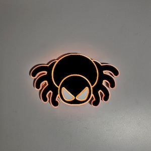 Spider Sign, Neon like, spider night light, edge Lit LED, spider art sign, spider light art, spider light up sign, Halloween decor