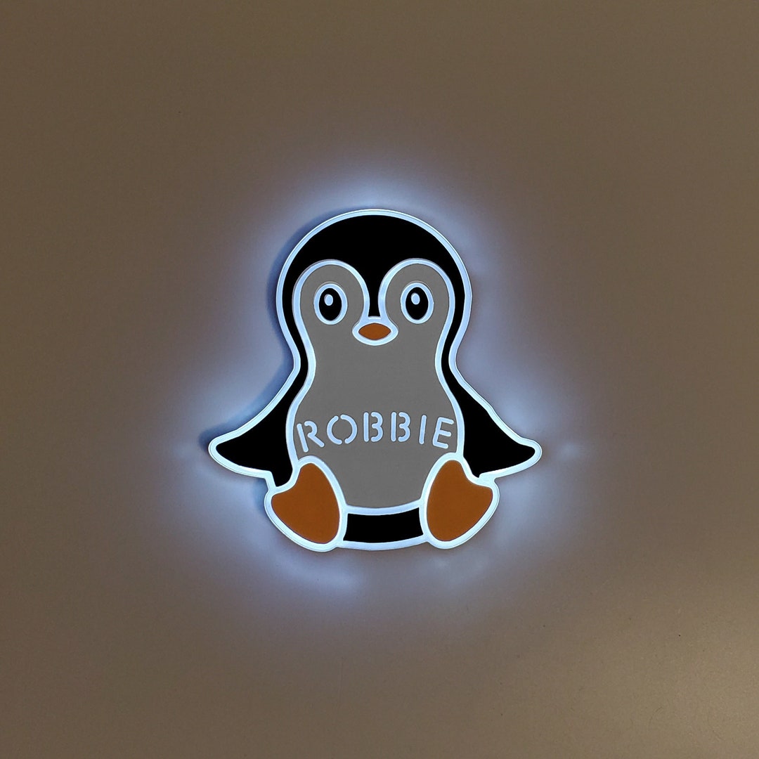 Penguin Light up Wall Sign, Neon Like, Penguin Night Light, Edge Lit