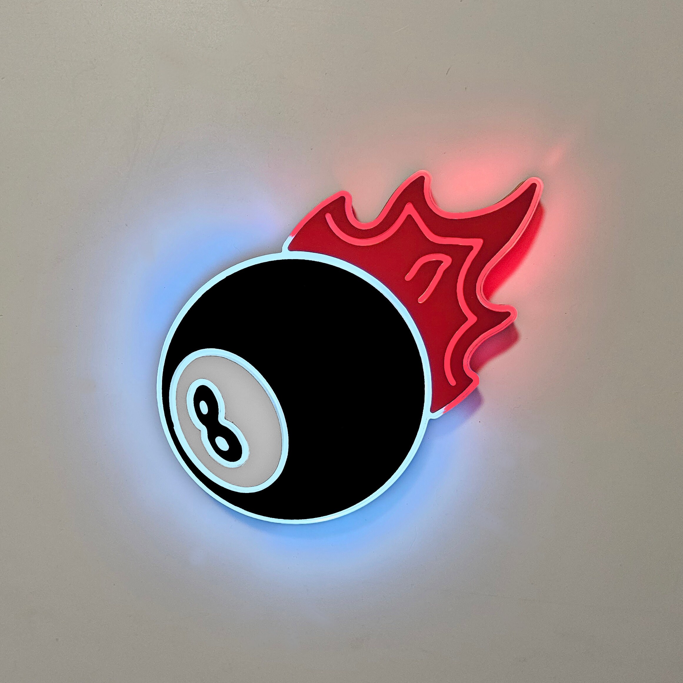 Flaming Eight Ball LED Sign: Edge Lit Wall Decor - Etsy