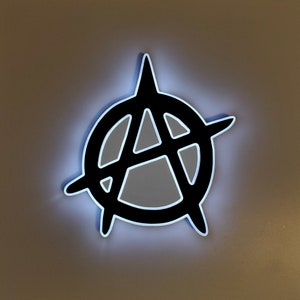 Anarchy art Sign , Neon like, Anarchy night light, edge Lit LED, Anarchy art sign, Anarchy light art, Anarchy light up sign