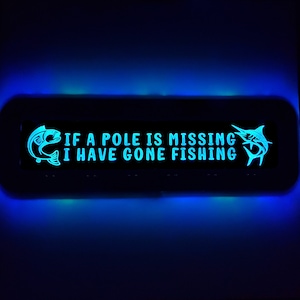 Light-Up Fishing Pole Holder Sign: Neon-Like LED Wall Decor