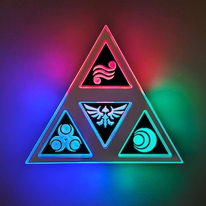 Legend of Zelda Triforce Sign, Neon like , LED, Light , Wall decor, night light, Edge lit, fan art