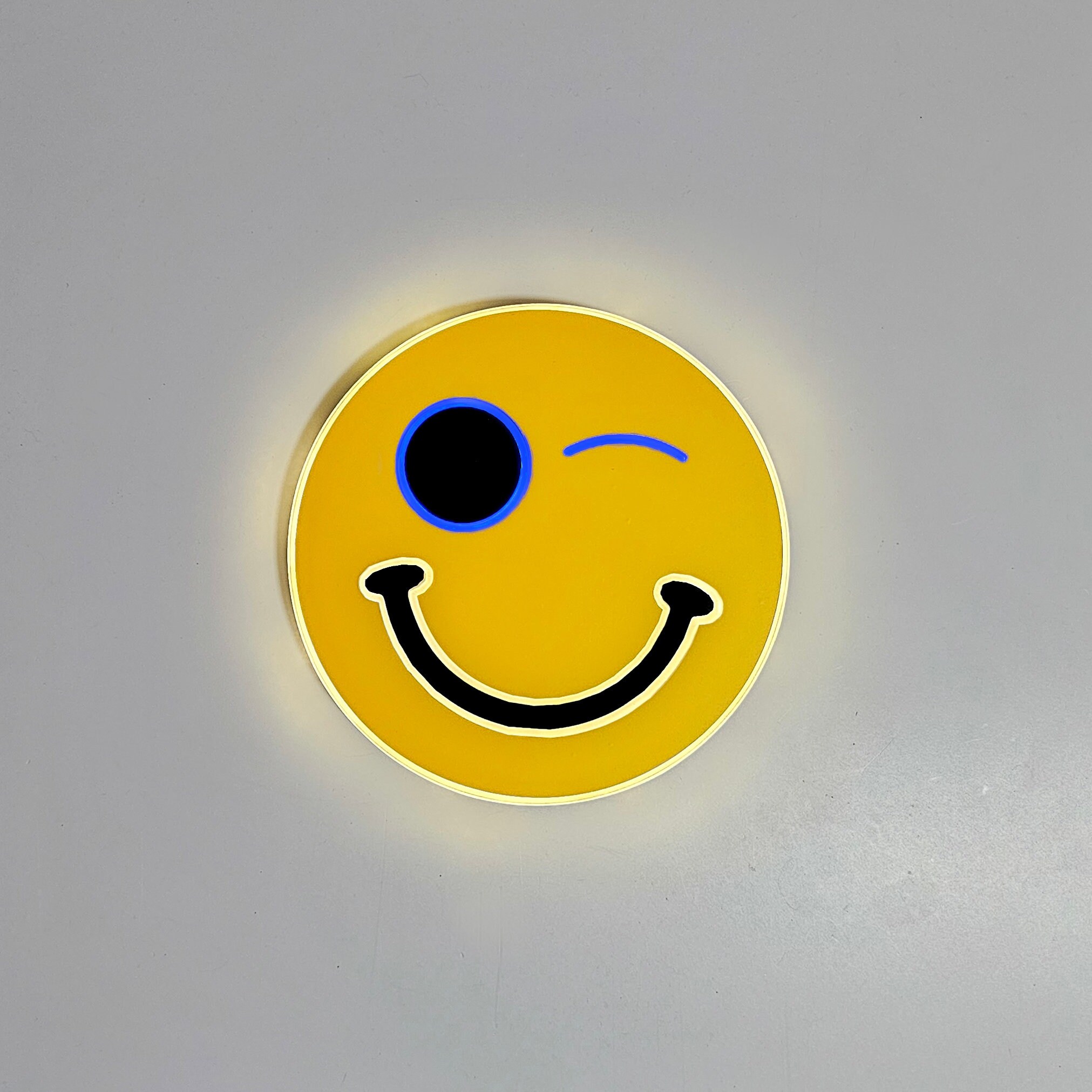 Winking Signl Winking Smile Face LED Sign: Edge Lit Desk or Wall Decor - Etsy