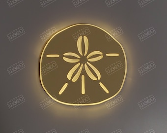 Sand Dollar LED Sign: Coastal Night Light, NerdyWood Decor