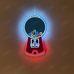 Gumball Machine Sign , Neon like , LED , Wall decor, night light, edge Lit LED art