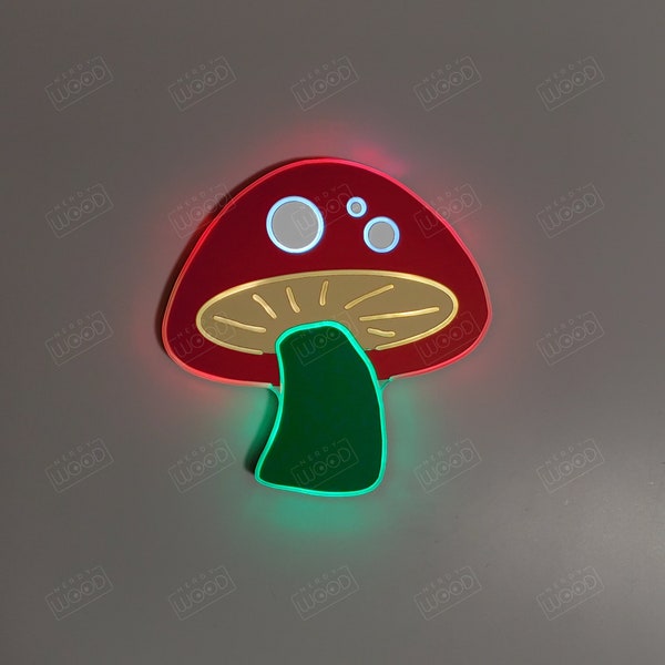 Mushroom art Sign , Neon like, Mushroom night light, edge Lit LED, Mushroom art sign, Mushroom light art, Mushroom light up sign