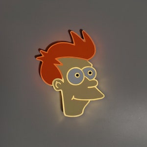 Philip J. Fry LED Sign: Futurama Fan Art, Edge Lit Decor