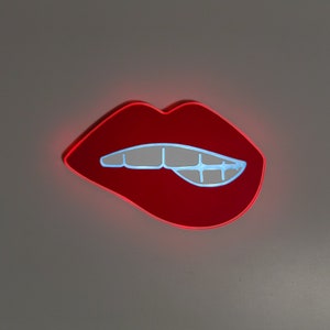 Biting Lip LED Sign: Edge Lit Neon-Like Wall Decor
