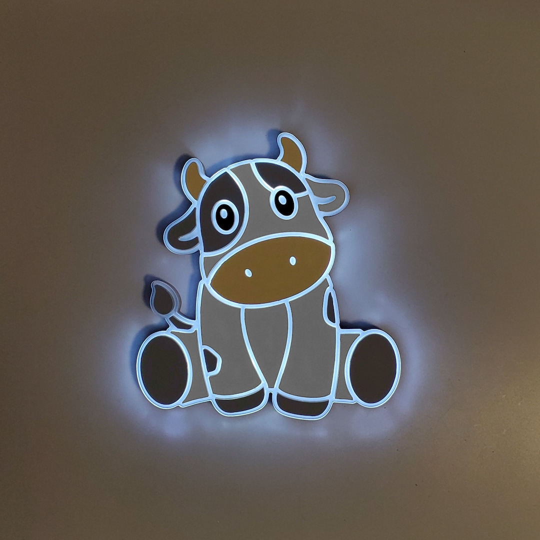 Cute Cow Light Sign, Cow Neon Like, Cow Night Light, Edge Lit LED, Cow
