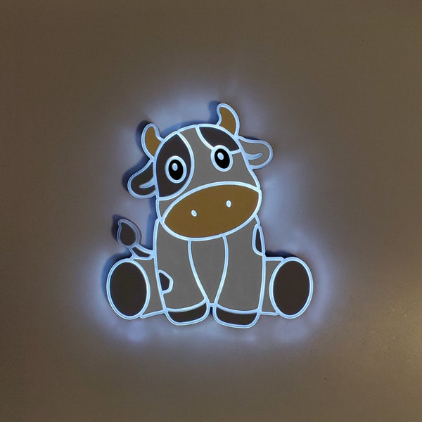 Cute Cow light Sign, Cow Neon like, Cow night light, edge Lit LED, Cow art sign, Cow baby light sign