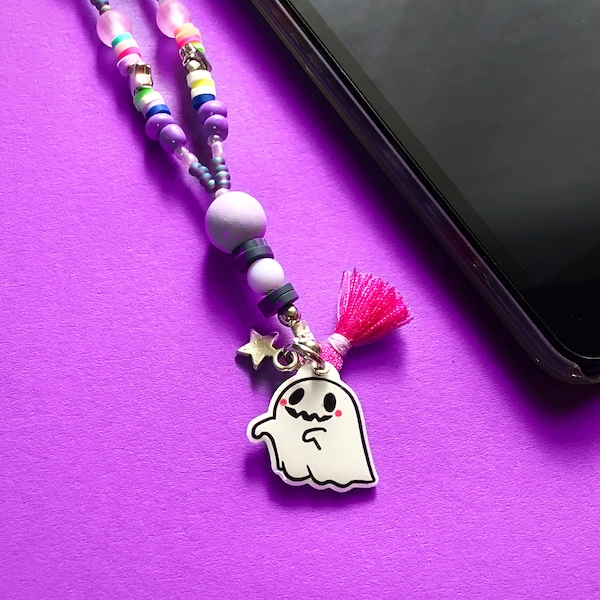 Phone Charm, Ghost Phone Charm, Cute Phone Straps, Wrist Straps, Phone Accessory, Phone Decor