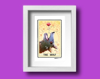 A6 Art Print, Wolf Art Print, Witch Print, Tarot Print, Goth gift