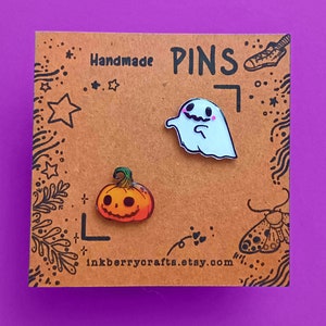 Ghost Pin, Pumpkin Handmade Pins, Shrink film pins, Cool Halloween Pin, Halloween gifts