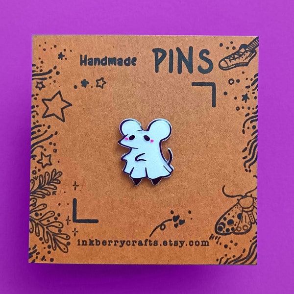 Cute Ghost Pin, Animal Ghosts Handmade Pins, Shrink film pins, Cool Halloween Pin, Halloween gifts