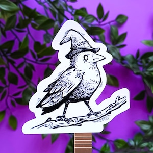 Crow Sticker, Witch Vinyl Sticker, Laptop Stickers, Vinyl Sticker, Waterbottle Sticker