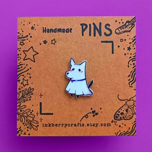 Cute Ghost Pin, Animal Ghosts Handmade Pins, Shrink film pins, Cool Halloween Pin, Halloween gifts