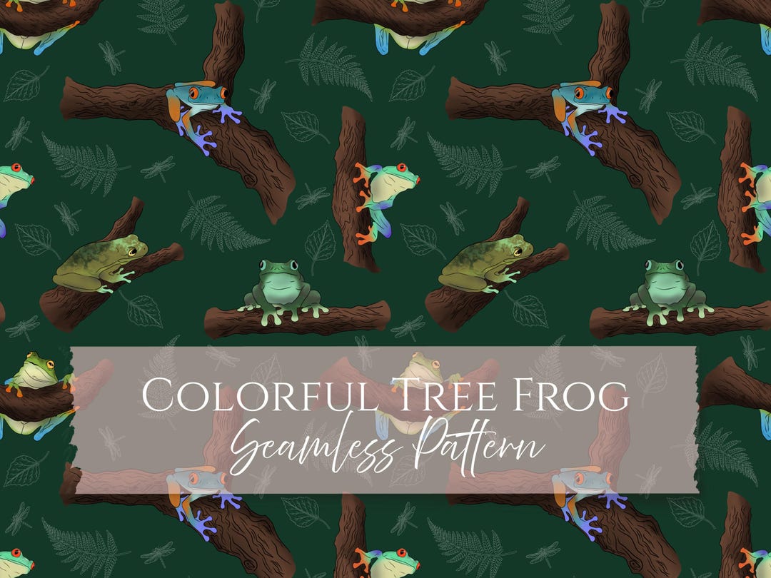 Tree Frog Pattern Texture Colorful Tree Frog Seamless Pattern - Seamless Digital File (instant ...