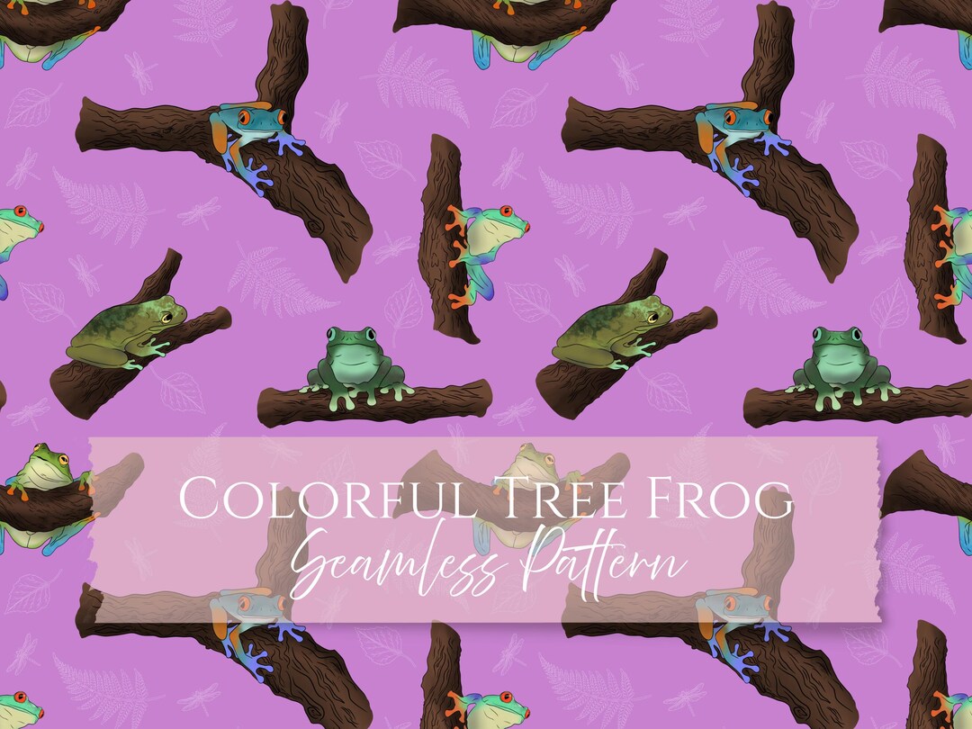 Tree Frog Pattern Texture Colorful Tree Frog Seamless Pattern - Seamless Digital File (instant ...