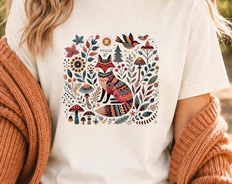 Cottagecore Fuchs Shirt, Skandinavische Volkskunst Sweatshirt, Nordisches Hygge Top