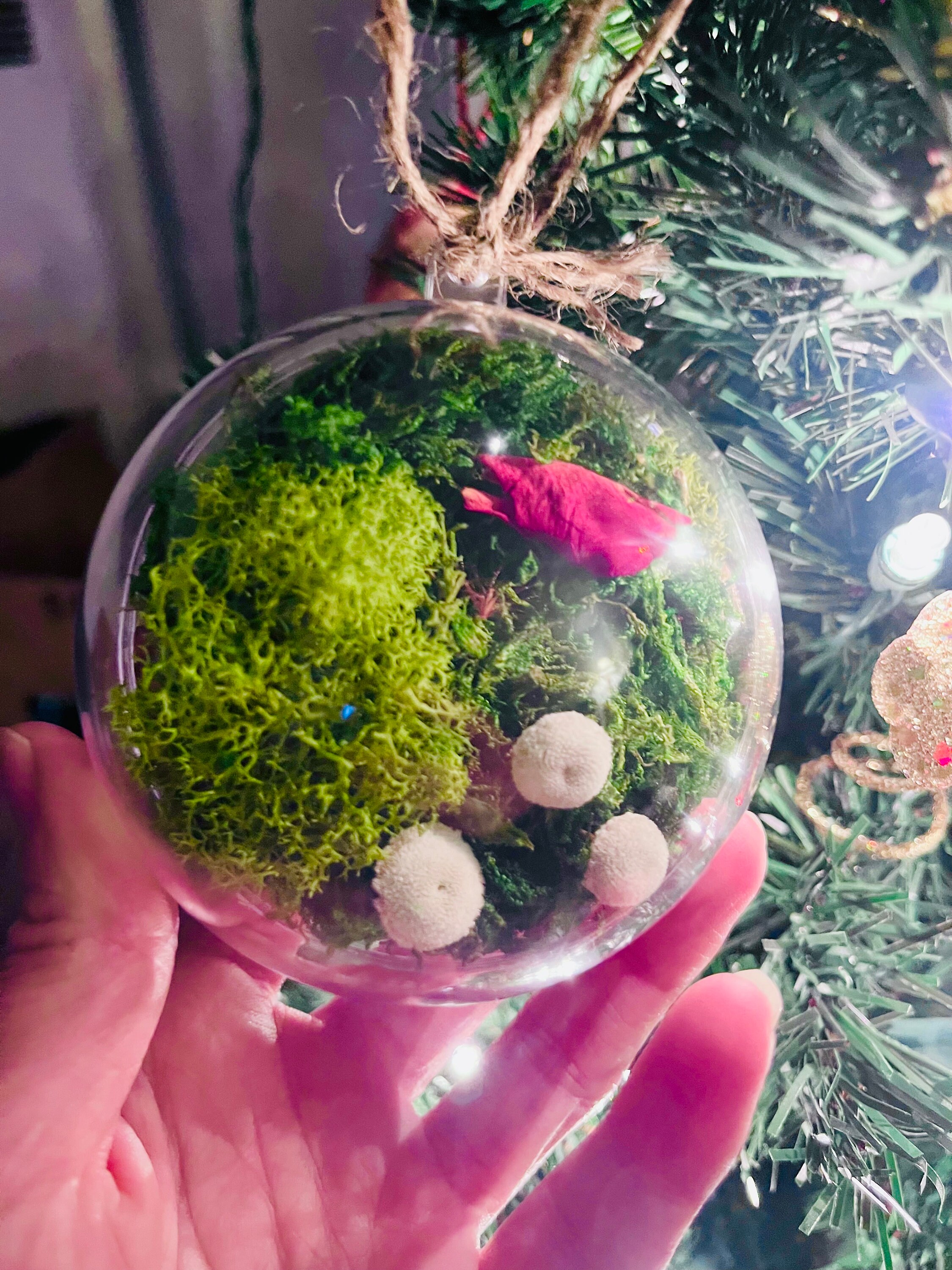 Christmas velvet ornaments - Beige, Moss green, Brown - 3.94 inch - 11  units set