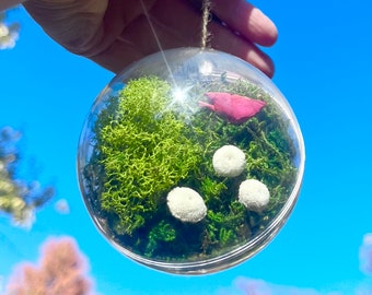 Moss Ornament, Mushroom Ornament, Reindeer Moss Decorations, Moss Bauble, Boho Ornament, Moss Decoration, Terrarium Ornament