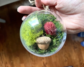 Preserved Moss Christmas Ornament, Homemade Christmas Tree Ornament, Acorn Christmas Ornament, Woodland Christmas Ornament, Boho Decorations