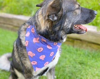 Pig Dog Bandana | Chunky Dog | Over the Collar | Tie On | Reversible | Chonky Chunker | Dog Gift