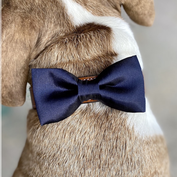 Satin Dog Bow Tie | Navy Blue | Wedding | Dog Tuxedo | Collar Bow | Dog Formal Wear | Best Dog | Pet Bow Tie