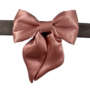 Satin Girl Dog Bow | Dusty Rose Pink | Dog Bridesmaid | Wedding | Collar Sailor Bow | Dog Flower Girl | Dog of Honor | Bow Tie with Tails