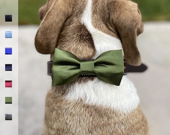 Satin Dog Bow Tie | Olive Green | Wedding | Dog Tuxedo | Collar Bow | Dog Formal Wear | Best Dog | Pet Bow Tie