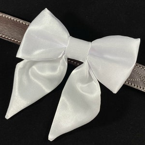 Satin Girl Dog Bow White Dog Bridesmaid Wedding Sailor Bow Collar Bow Dog Flower Girl Dog of Honor Bow Tie with Tails image 3