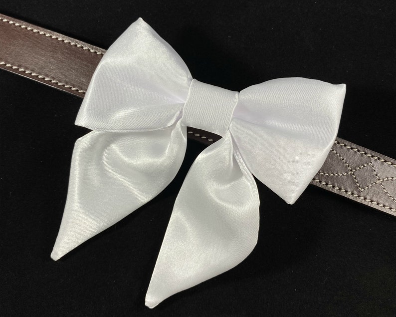 Satin Girl Dog Bow White Dog Bridesmaid Wedding Sailor Bow Collar Bow Dog Flower Girl Dog of Honor Bow Tie with Tails image 3