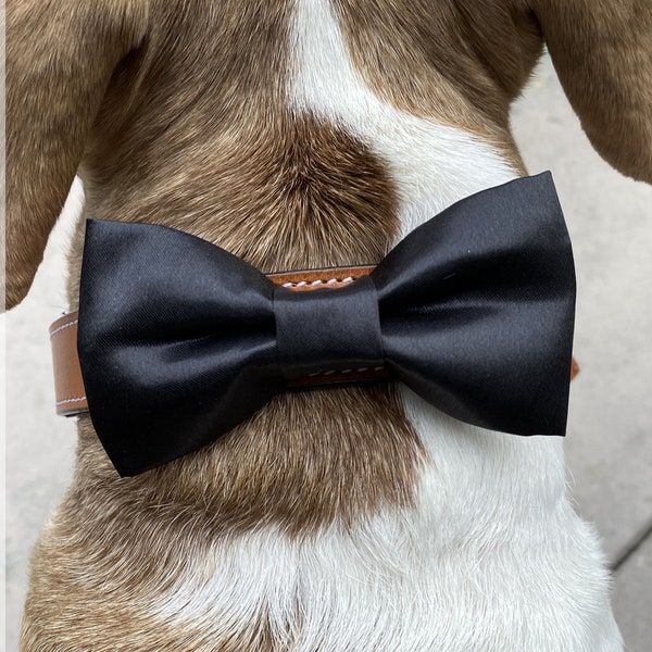 Satin Dog Bow Tie | Black | Wedding Attire | Dog Tuxedo | Collar Bow | Dog Formal Wear | Best Dog | Dog of Honor | Pet Bow Tie