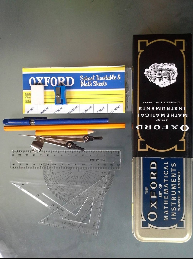 OXFORD COMPLETE Set of MATHEMATICAL Geometry Instruments Etsy