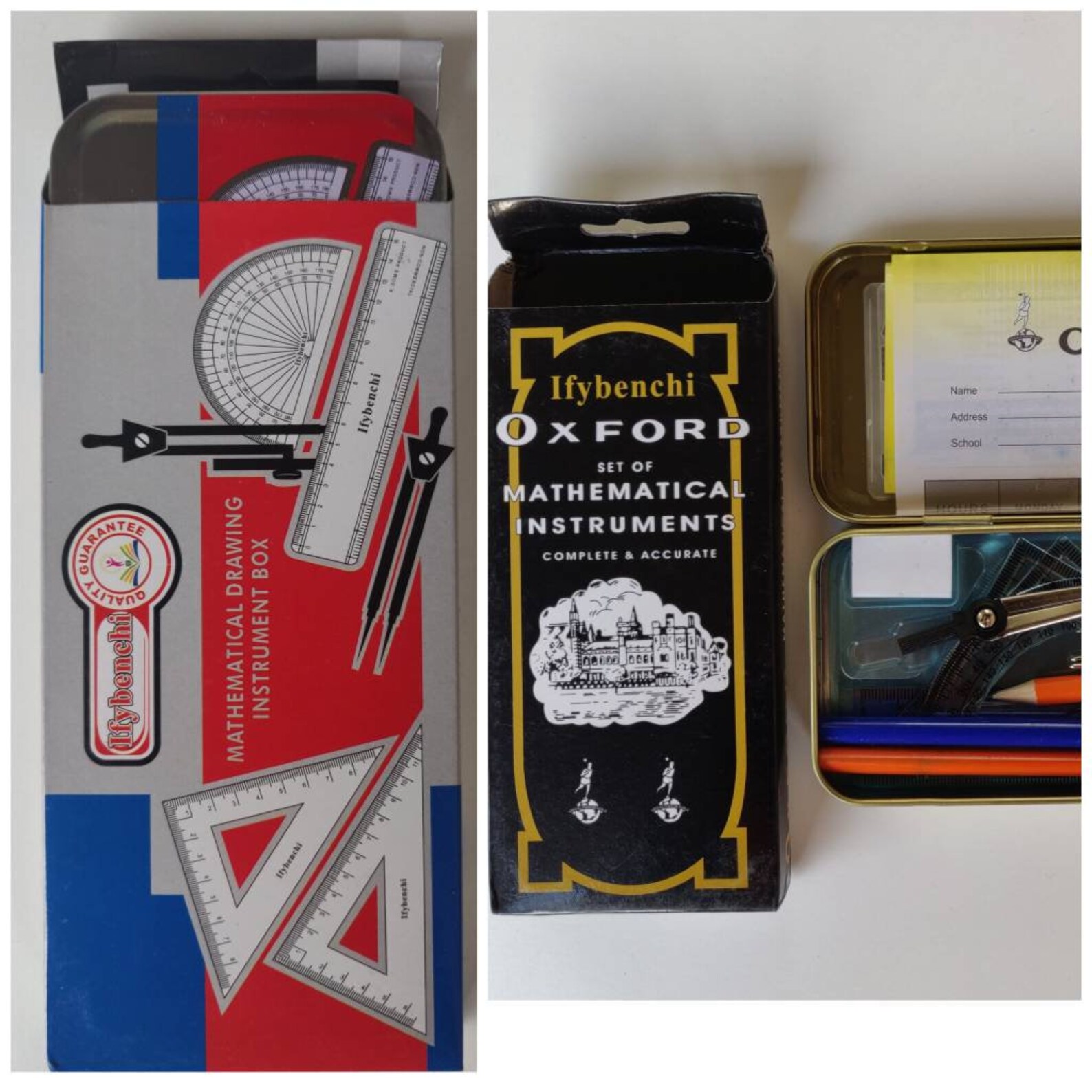 2 x Complete Geometry Mathematical Drawing Set Instruments Etsy