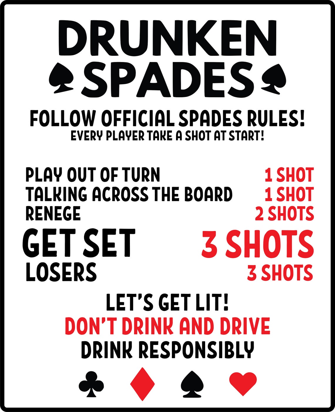 Drunken Spades Digital Download Etsy