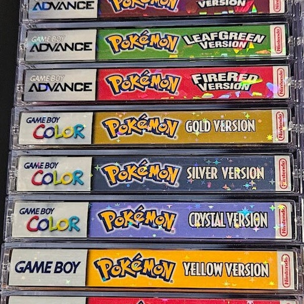 HOLOGRAPHIC - First 11 Pokémon game cases w/ color matched inserts