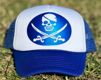 Pirate Skull Trucker Hat - Many Colors and Sizes Available