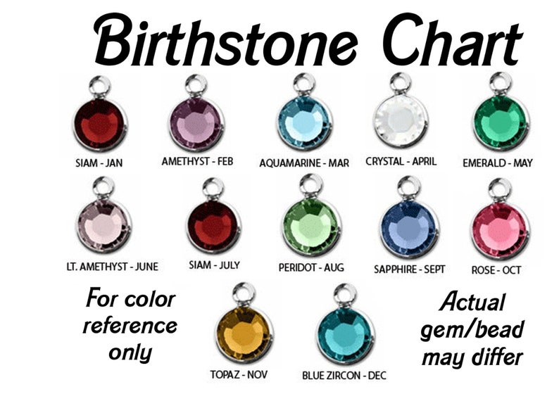 Birthstones Personalized Initial Monogram and Name Necklace with Beads Charms Silver Full Customization