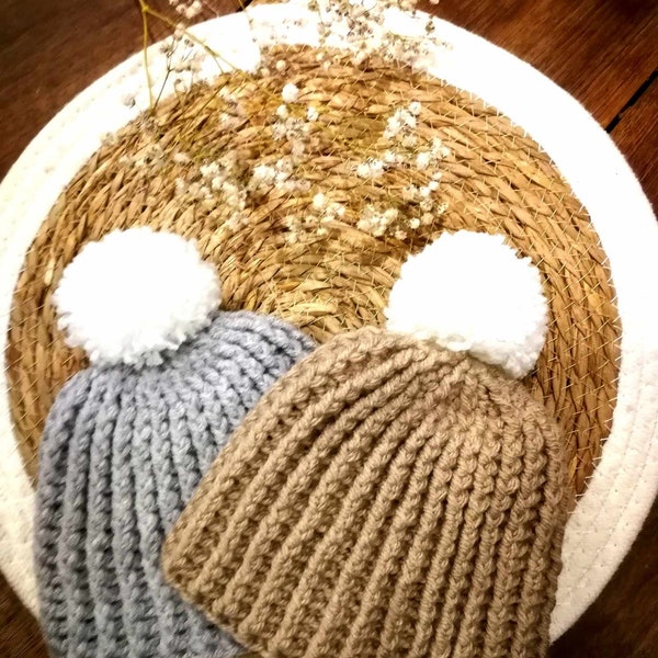 Bonnet bébé, bonnet bébé en laine, bonnet bébé au crochet, bonnet laine bébé