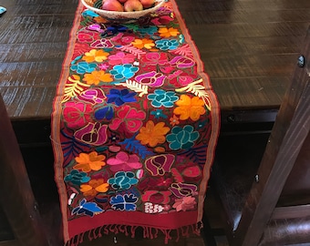 Mexican table runner, home decor, Red.