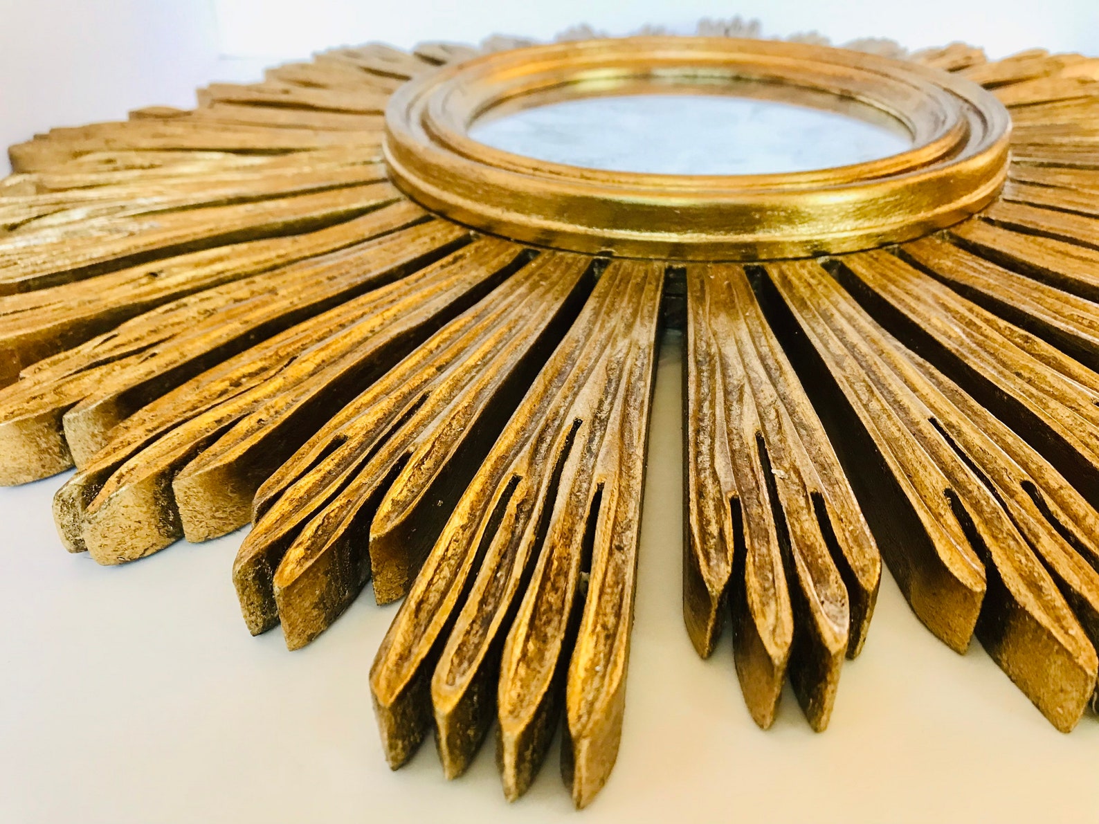 Bronze Gold Leaf Margeaux Sunburst Statement Mirror Hand Etsy