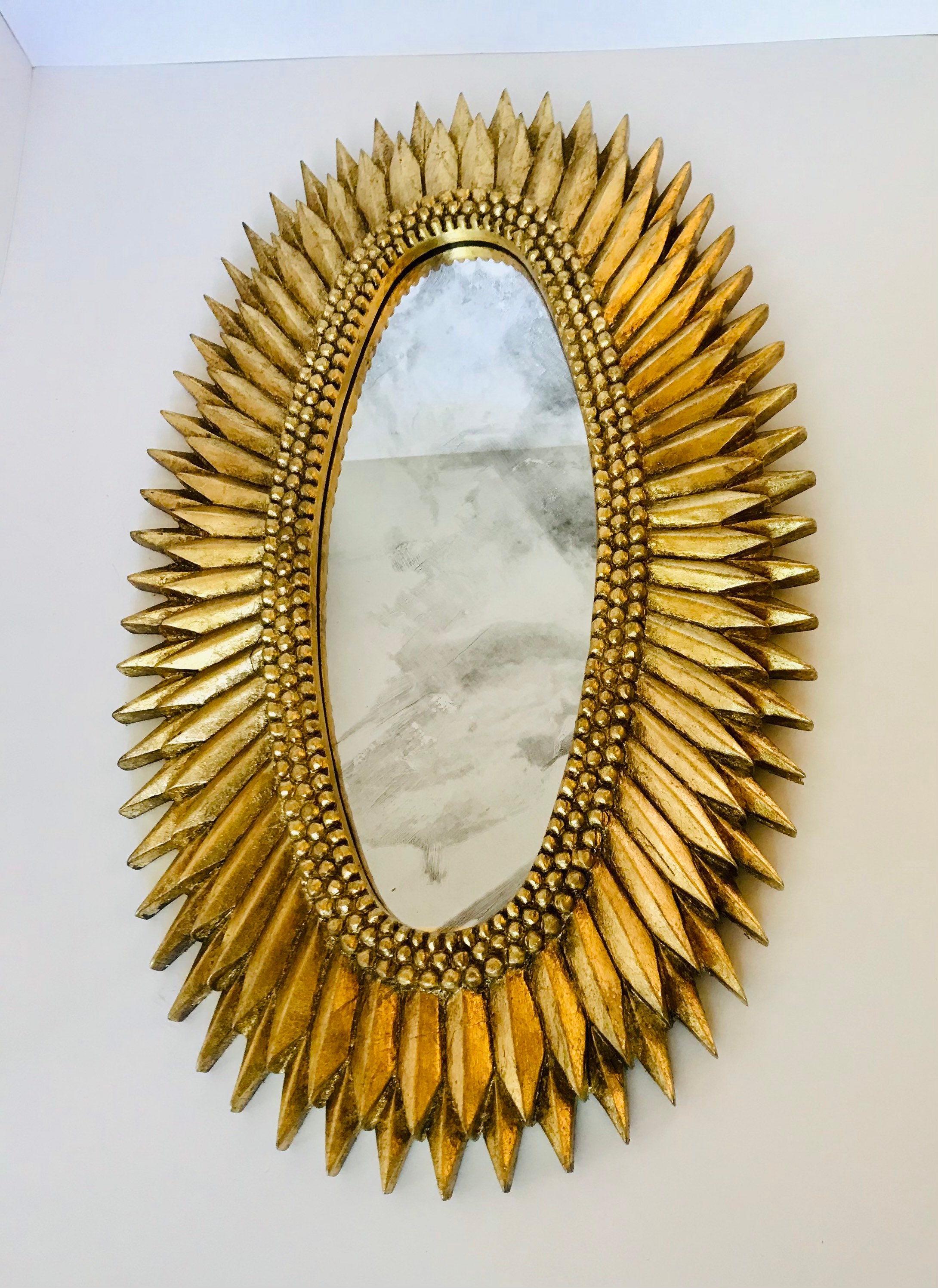 20 pulgadas de hoja de oro de bronce Rita sunburst espejo de | Etsy