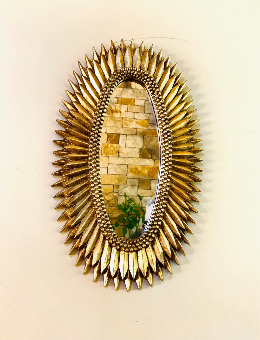 Retsy Retta Bronze Gold Leaf Retta Oval Mirror, Hand Carved Home Wall Decoration W ...