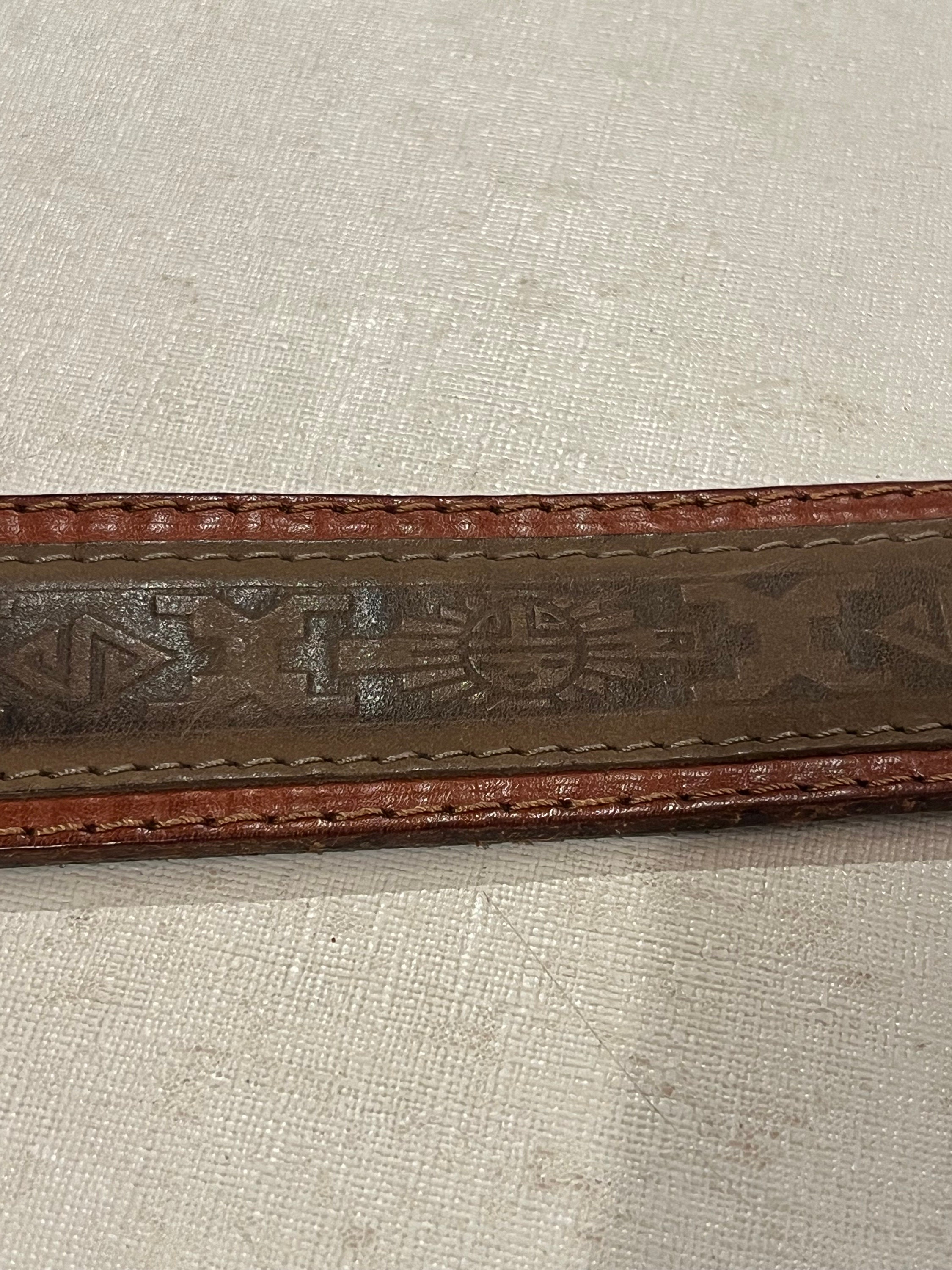 Vintage Southwestern/ Aztec Designed Leather Belt. GUC! - Etsy