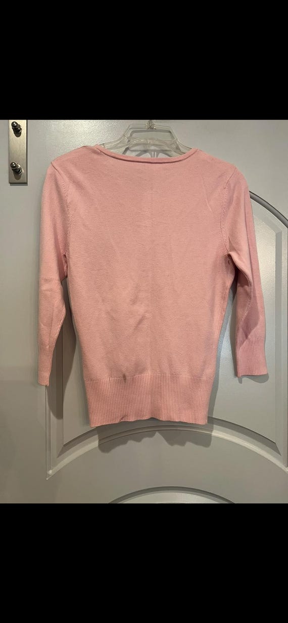 Vintage light Pink Button-Up turtle patch cardiga… - image 3