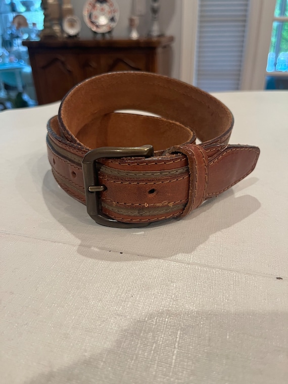 Vintage Southwestern/ Aztec Designed Leather Belt. GUC! - Etsy display picture 2