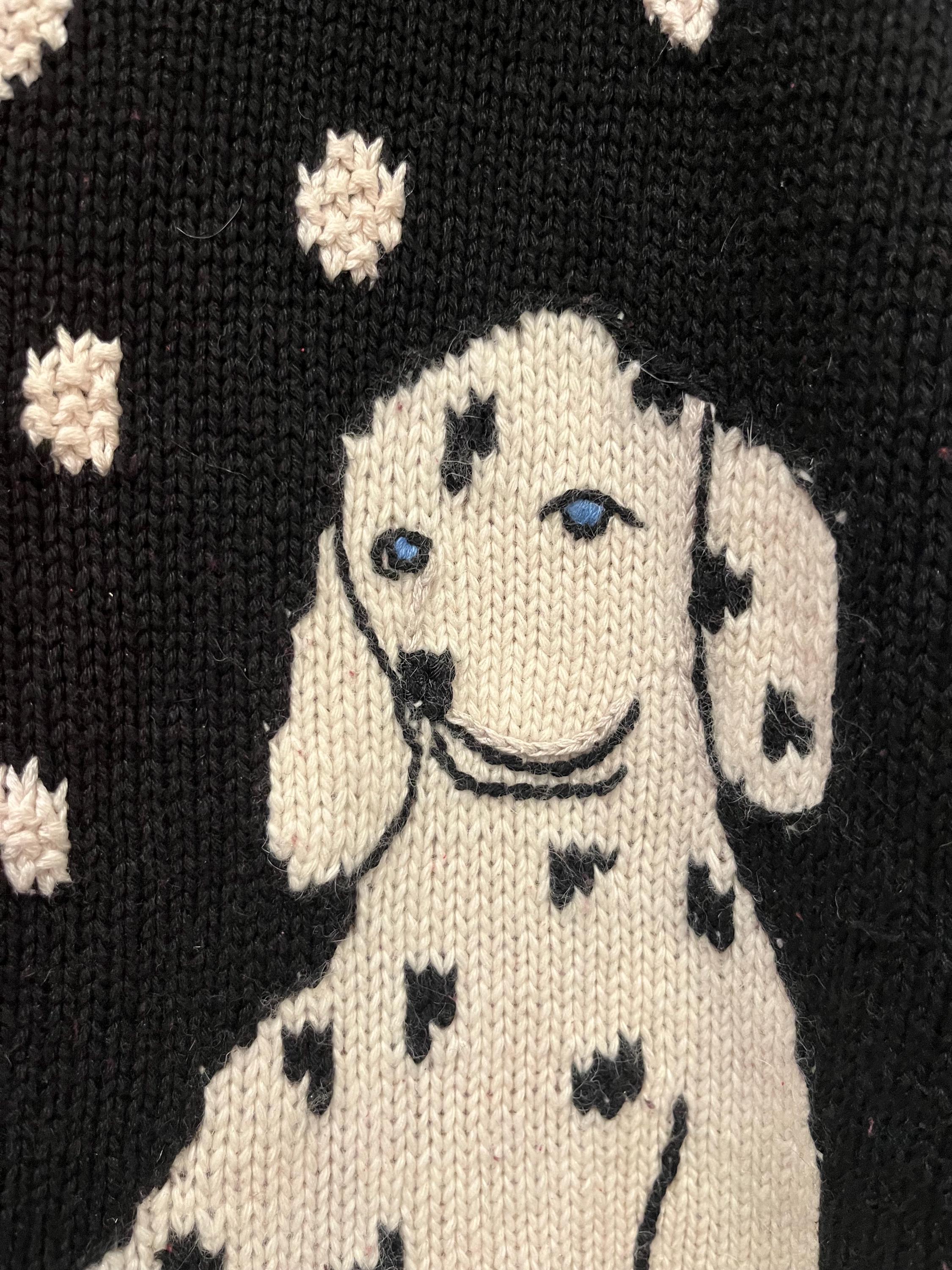 ダルメシアン♡ヴィンテージニット Unisex Dalmatian knitted round neck sweater knit ユニセックス 男女
