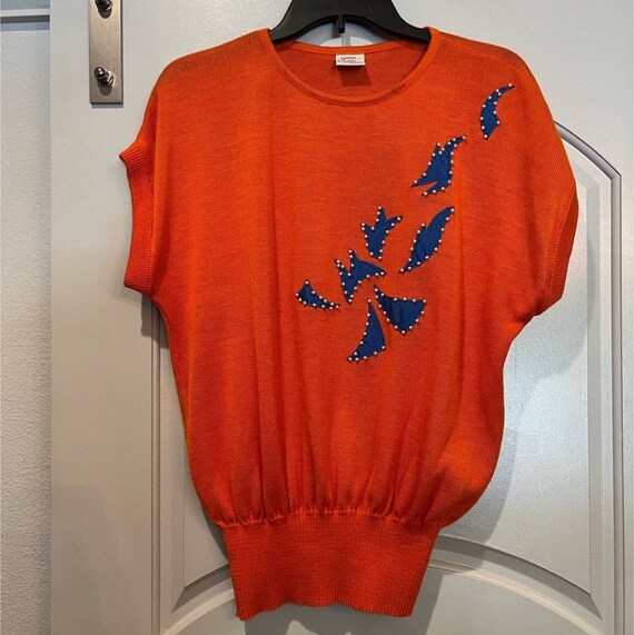 Amazing Vintage bright orange and royal blue shor… - image 1